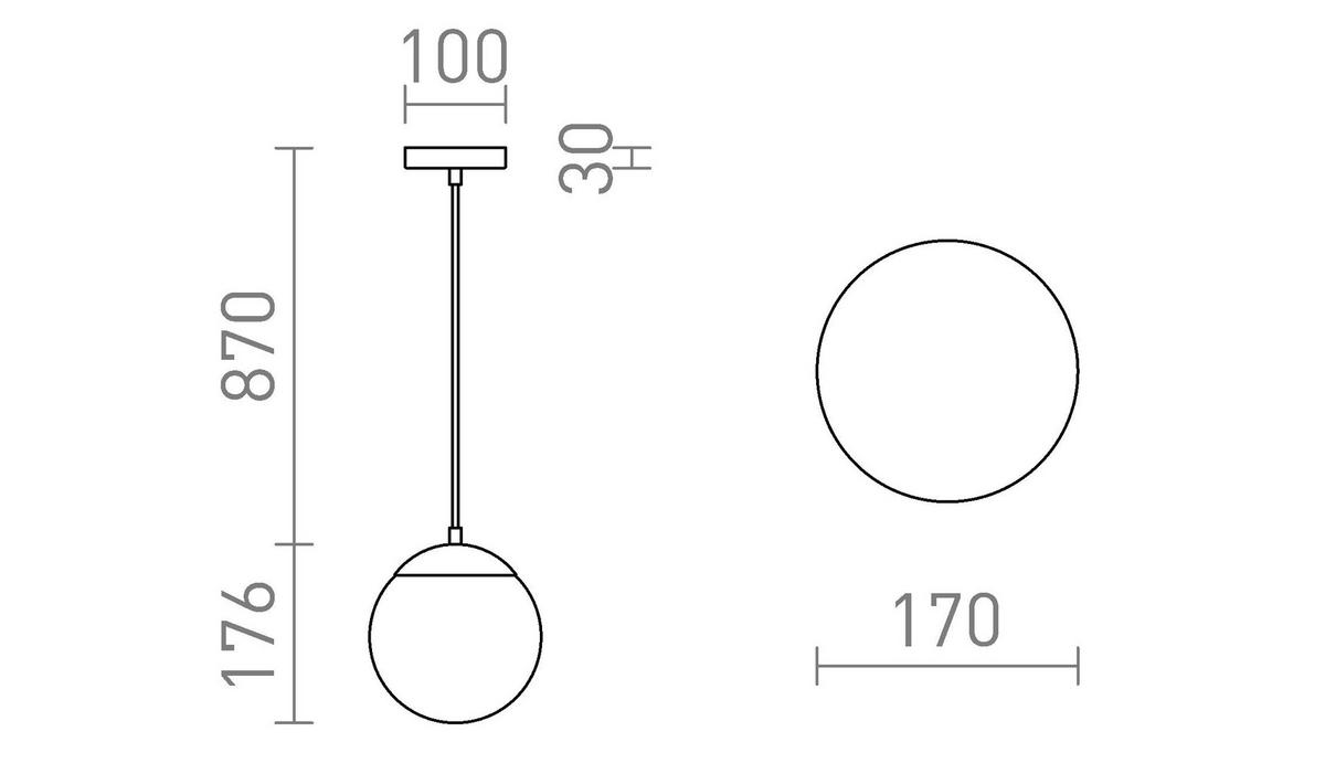 PENDELLEUCHTE BOLLY 17 Opalglas 11 W IP44 - Chromfarben, Metall (30/30/120cm) - Rendl