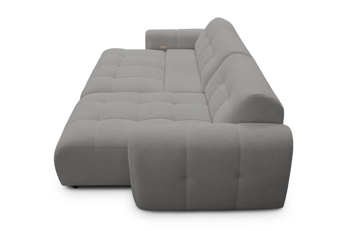 ECKSOFA LUMERO 4-Sitzer RECHTS, taupe - Taupe/Schwarz, Holz/Textil (275/166cm) - Courtois Laville