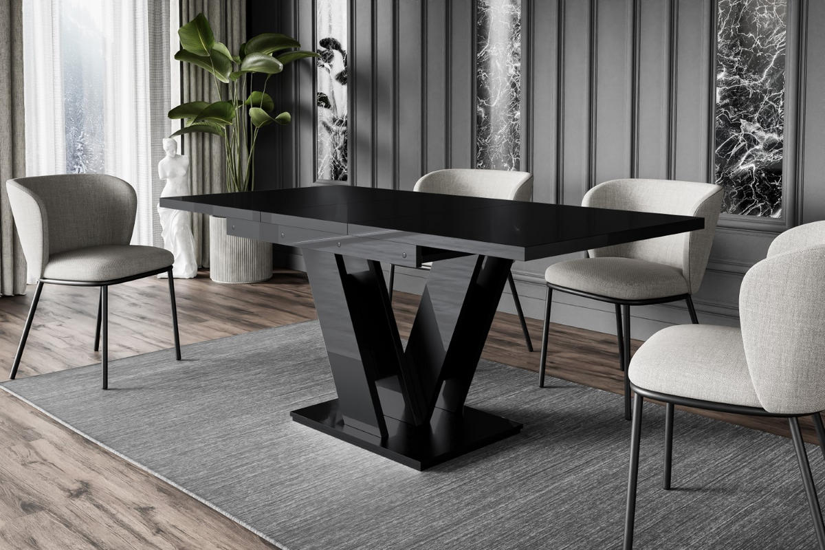 ESSTISCH ausziehbar 120 -160x80x75 cm - Hochglanz Schwarz - ASIV - Schwarz Hochglanz, Holzwerkstoff (120/80/75cm) - ALTDECOR