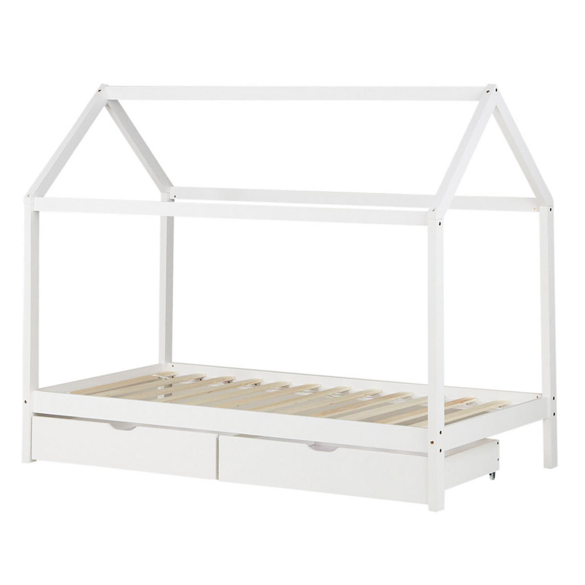 KINDERBETT Hausbett mit Stauraum 90/200 cm Weiß - Weiß, Holz (206/160/98cm) - Homestyle4u