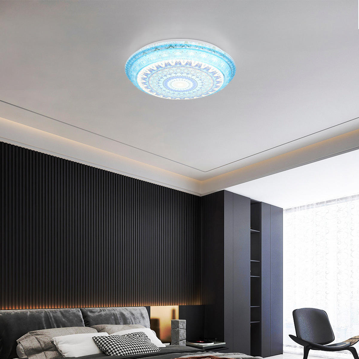 LED DECKENLEUCHTE Lazaro Blau Weiß - Blau, Metall (39/39/8.5cm) - Globo Lighting