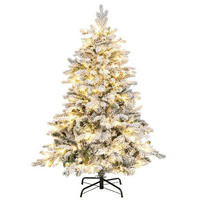 WEIHNACHTSBAUM mit 120 warmweißen LED-Lichtern 135 cm weiß - Weiß, Metall (135cm) - COSTWAY
