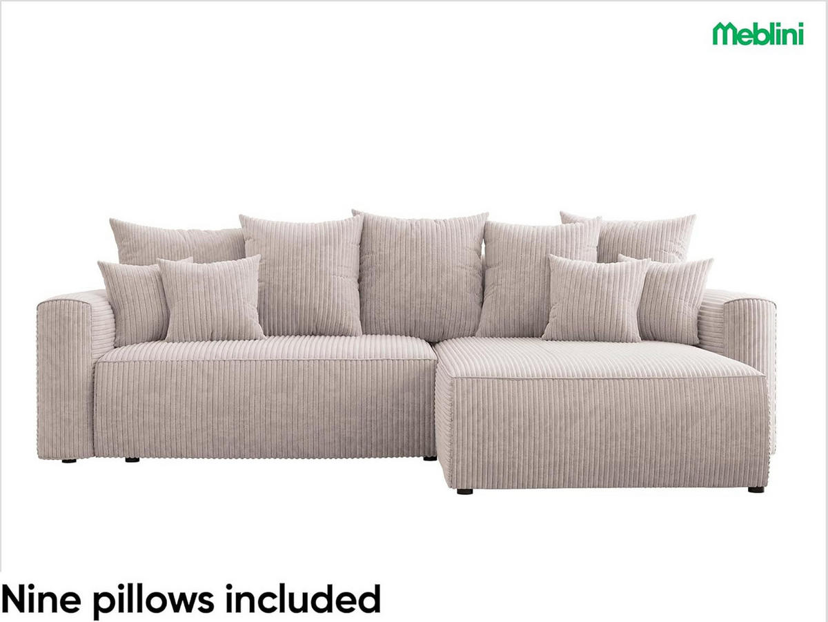 ECKSOFA BALI L - Creme/Schwarz, Holzwerkstoff (260/160cm) - Meblini