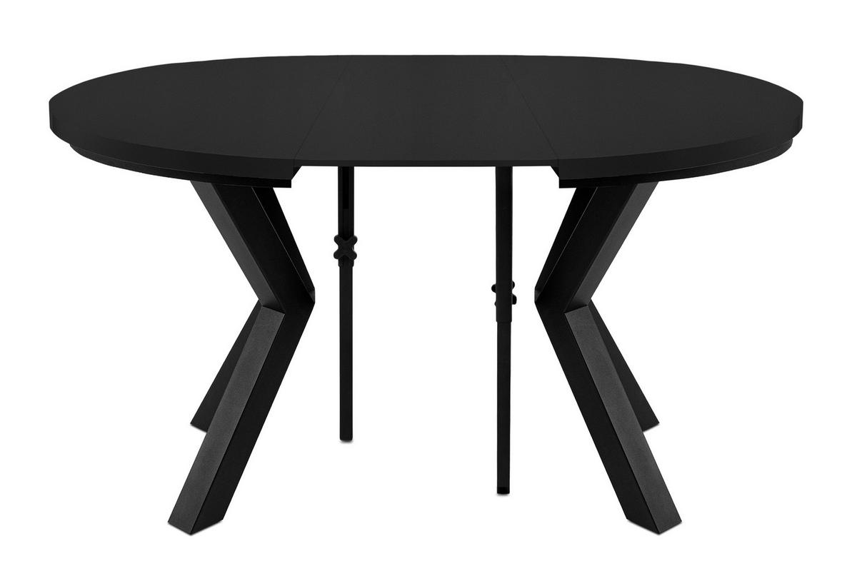 ESSTISCH ROSTEL Ausziehbar 100-140cm Rund, mattes Schwarz - Schwarz, Holz (100/140/75cm) - KONSIMO®