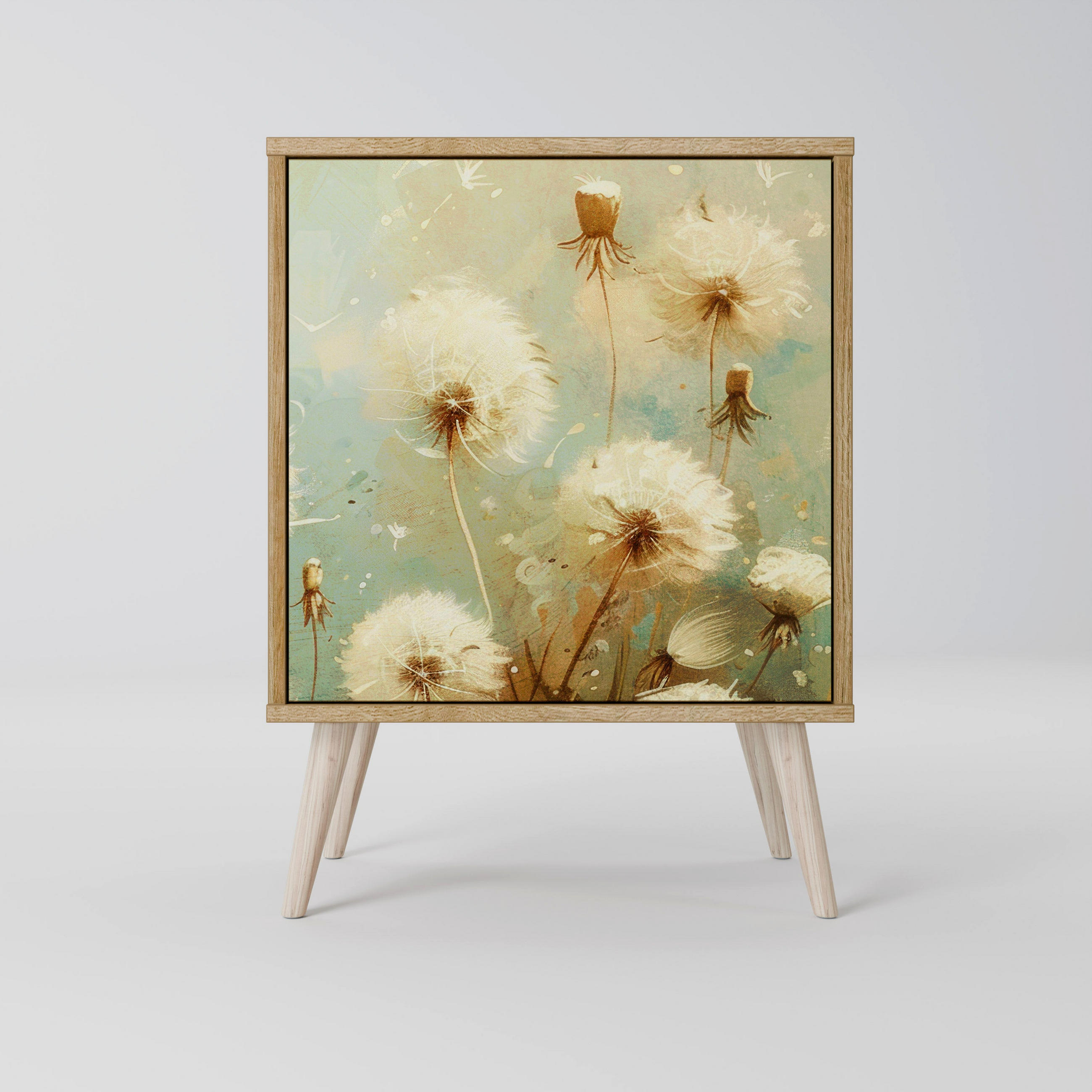 SIDEBOARD DREAMY MEADOW, Eichefarben, 57,5x42x77,5 cm, Schräge Buchenholzfüße - Eichefarben/Buchefarben, Holzwerkstoff/Buchenholz (57.5/77.5/42cm) - SpaceRebels