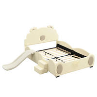POLSTERBETT 140/200 cm DE-04960, mit Rutsche und Leiter in Beige - Beige, Holzwerkstoff (140/200cm) - ComfortXL