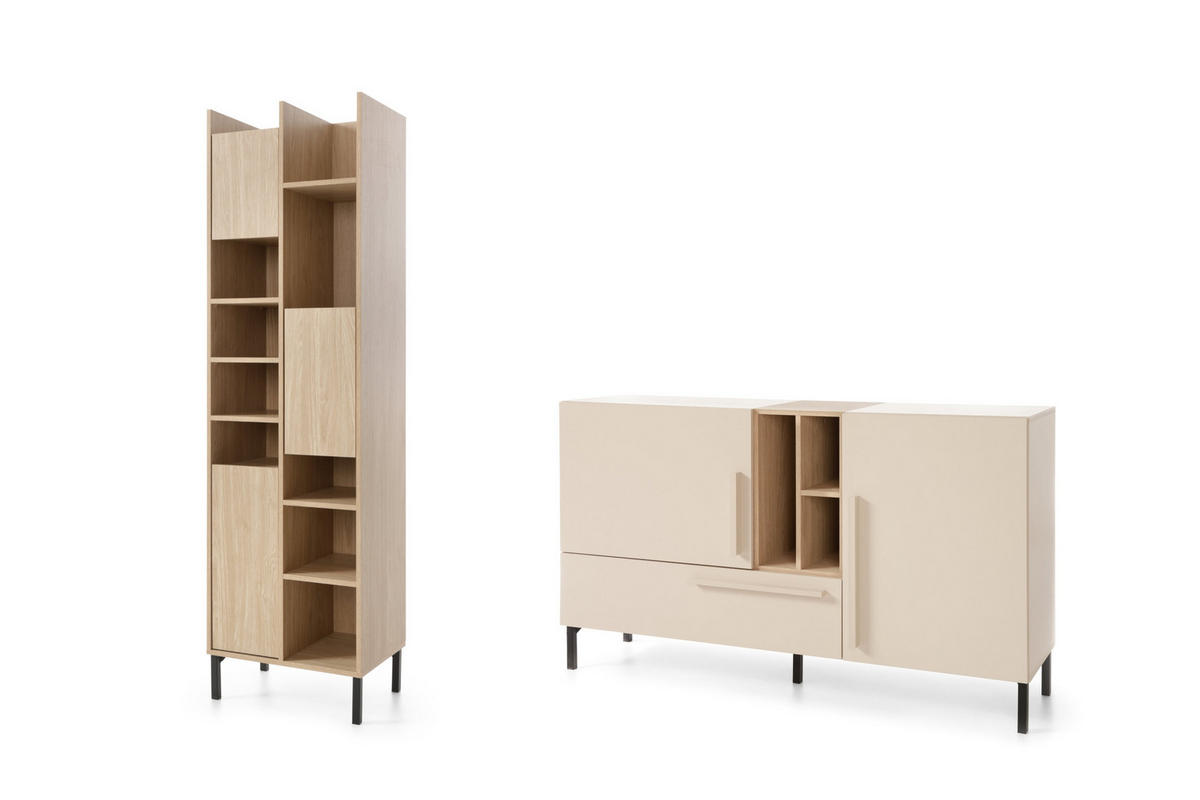 JUGENDZIMMER-SET SORENTO B 7-teilig in Sandbeige/Geölte Eiche/Royalblau - Eichefarben/Beige, Holzwerkstoff (662/195/212cm) - Deine Möbel 24