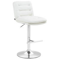 BARHOCKER Lederlook weiß - Chromfarben/Weiß, Textil/Metall (42/94/56cm) - CLP
