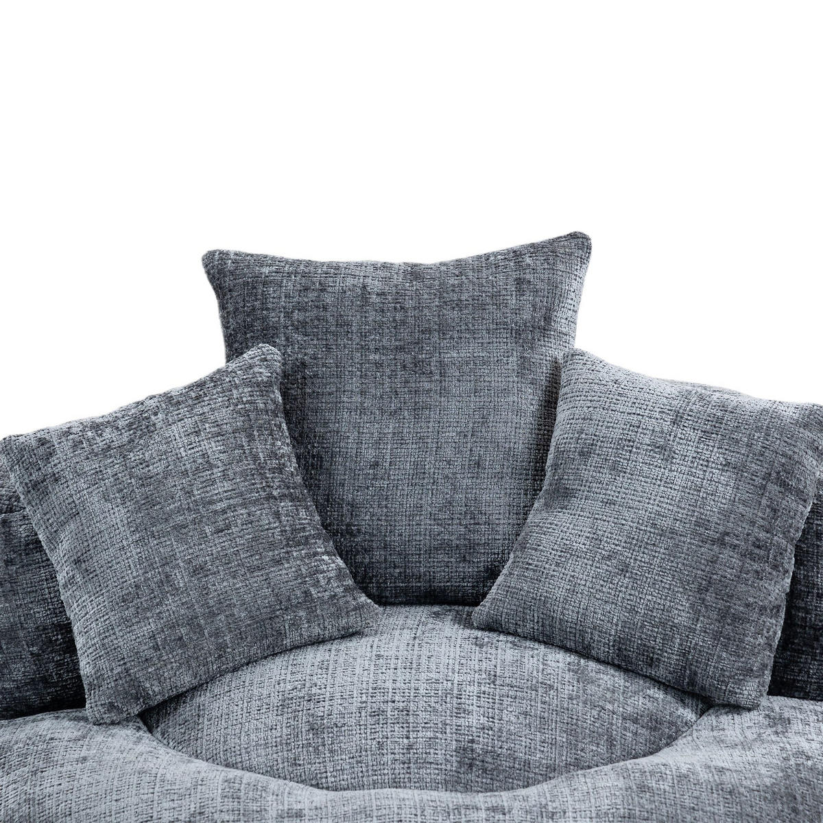 SITZSACK Chenille, Sofa mit 3 extra Kopfkissen,Grau - Grau, Textil (108/52/108cm) - LVHOM
