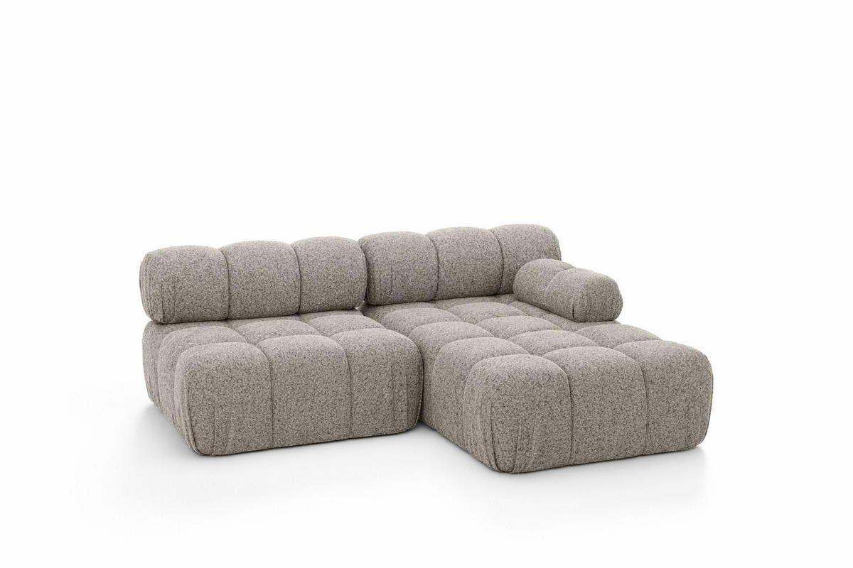 ECKSOFA L-Form Mini II Modular, Bouclé-Stoff Abriamo, Beige, Rechts, Selia - Beige, Holz (190/160cm) - Kaiser Möbel