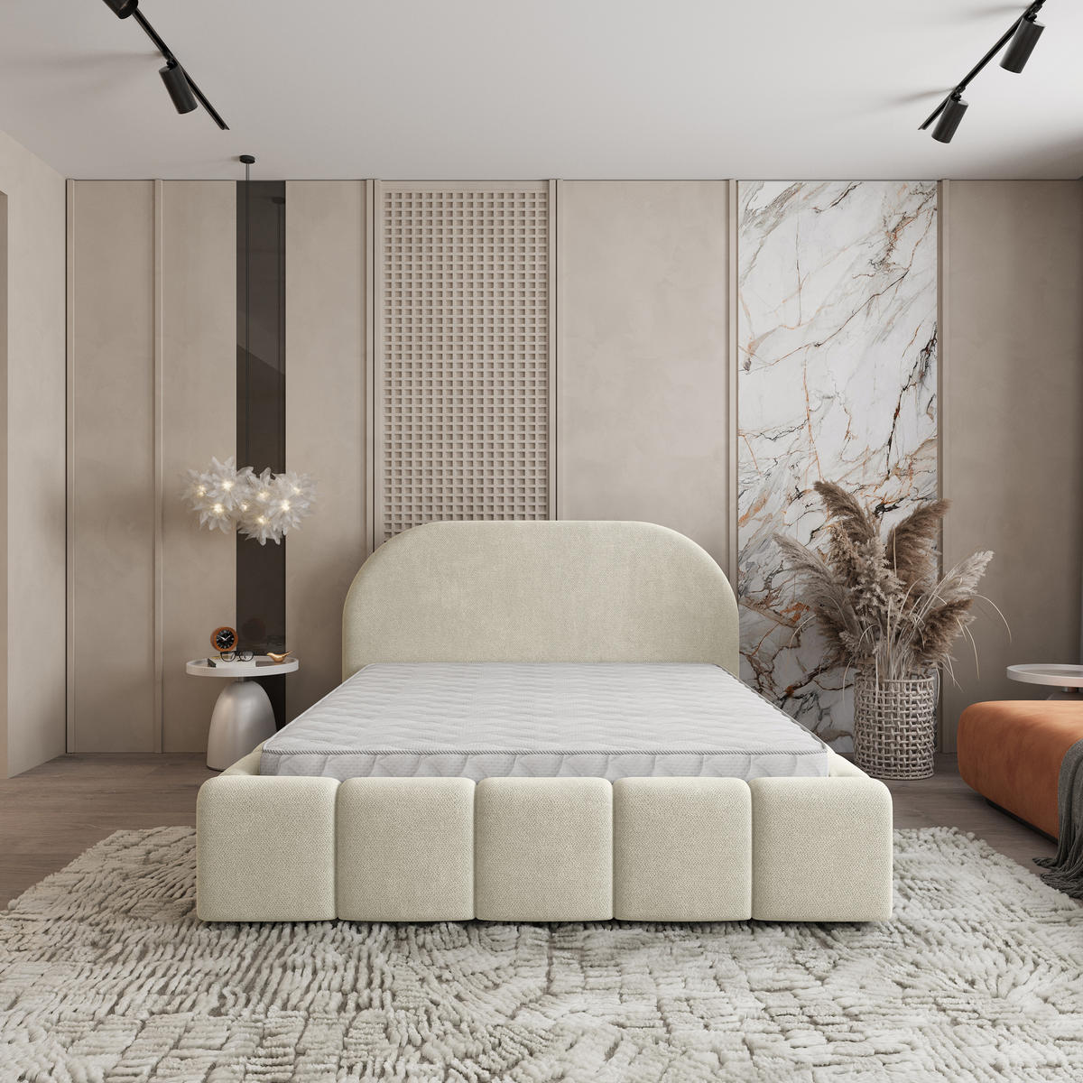 POLSTERBETT FLUSSO 160x200 cm mit Bettkästen - Creme - Creme, Holz (160/200cm) - MASSENO