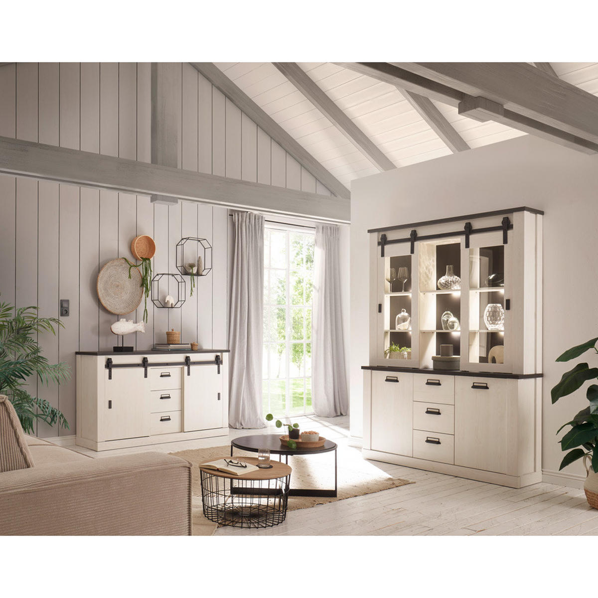 BUFFET Shelton-61 - Weiß, Holzwerkstoff (133/201/38cm) - Lomado