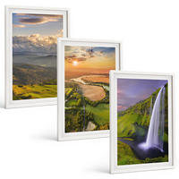 BILDER SET 3er Set - 40x60 cm Weißer Rahmen - Gebirgsflüsse, Wasserfälle, Natur - Weiß, Kunststoff (40/60cm) - TULUP