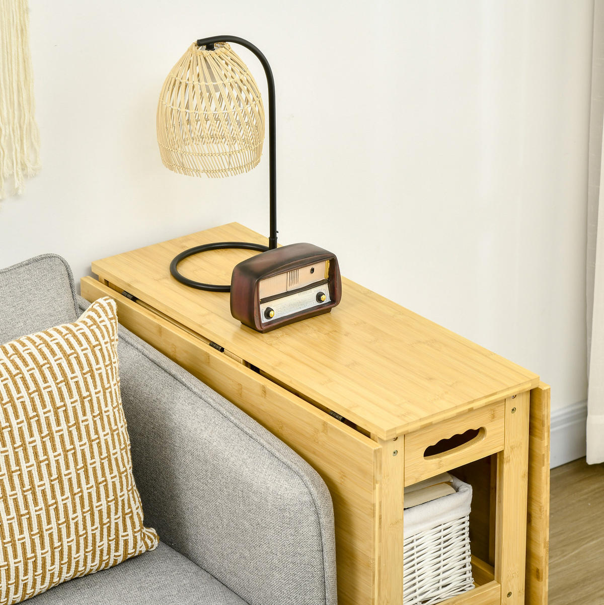 ESSTISCH 149,5/80/73,5 cm klappbar mit 2 Ablagefächern und verstellbaren Füßen aus Bambus, Naturholz - Braun, Holz (149.5/80/73.5cm) - Redom