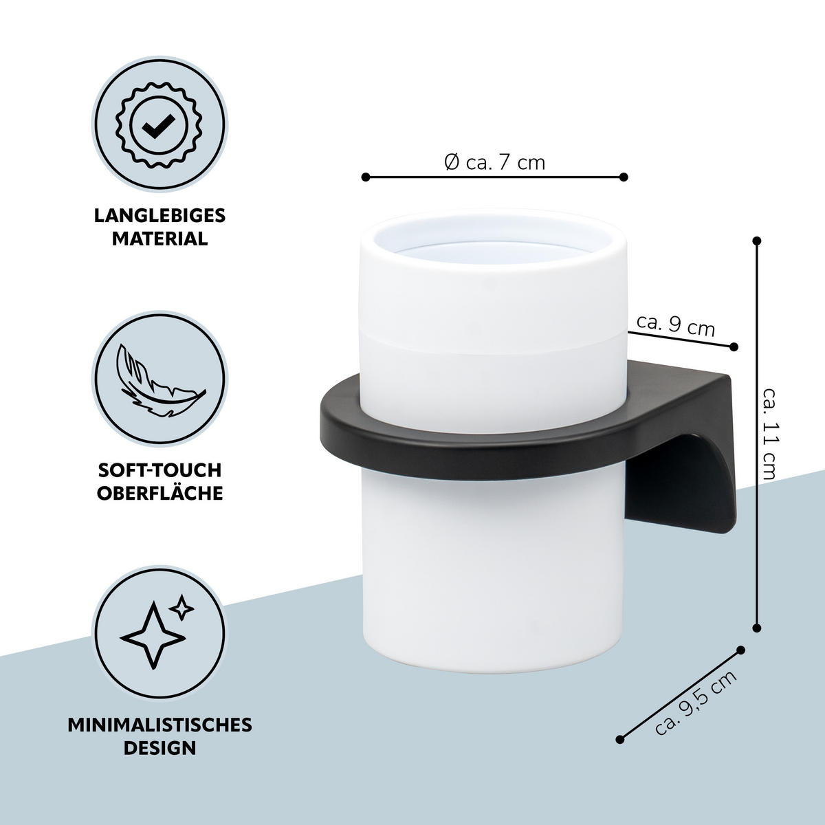 ZAHNPUTZBECHER SAVONA Softtouch, weiß, rund - Weiß, Kunststoff (8/11/9.5cm) - bremermann