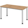 SCHREIBTISCH Serie-H (Mini) 67,2/140/74 cm in Wildeiche/Silberfarben - Wildeiche/Silberfarben, Holzwerkstoff (67.2/140/74cm) - bümö