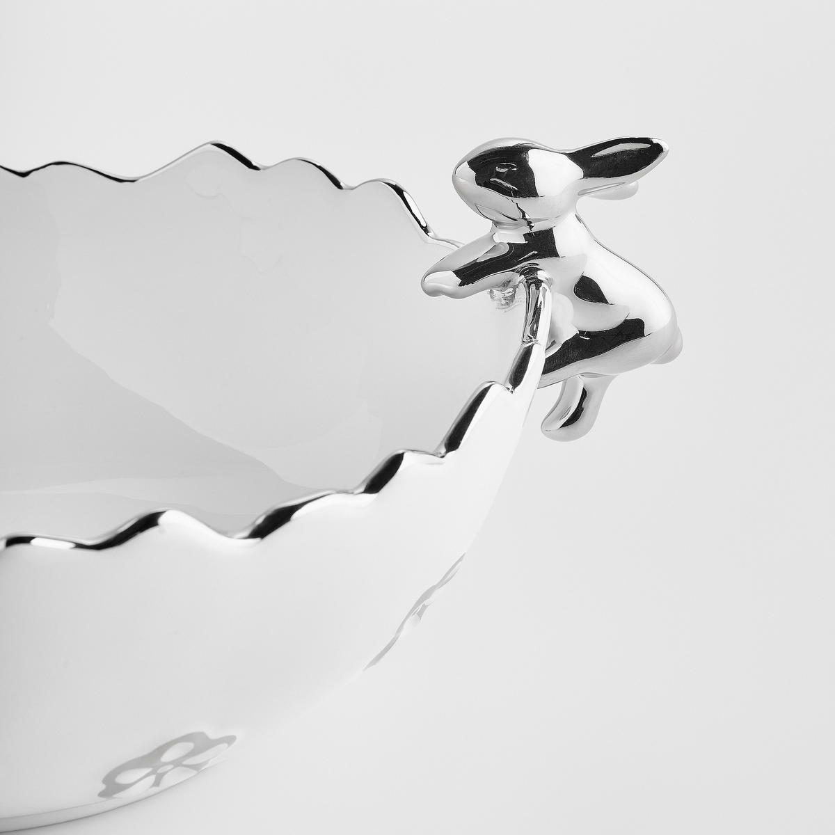 SERVIERSCHÜSSEL Flosales bunny - Weiß, Stein (28/24/12.5cm) - home&you