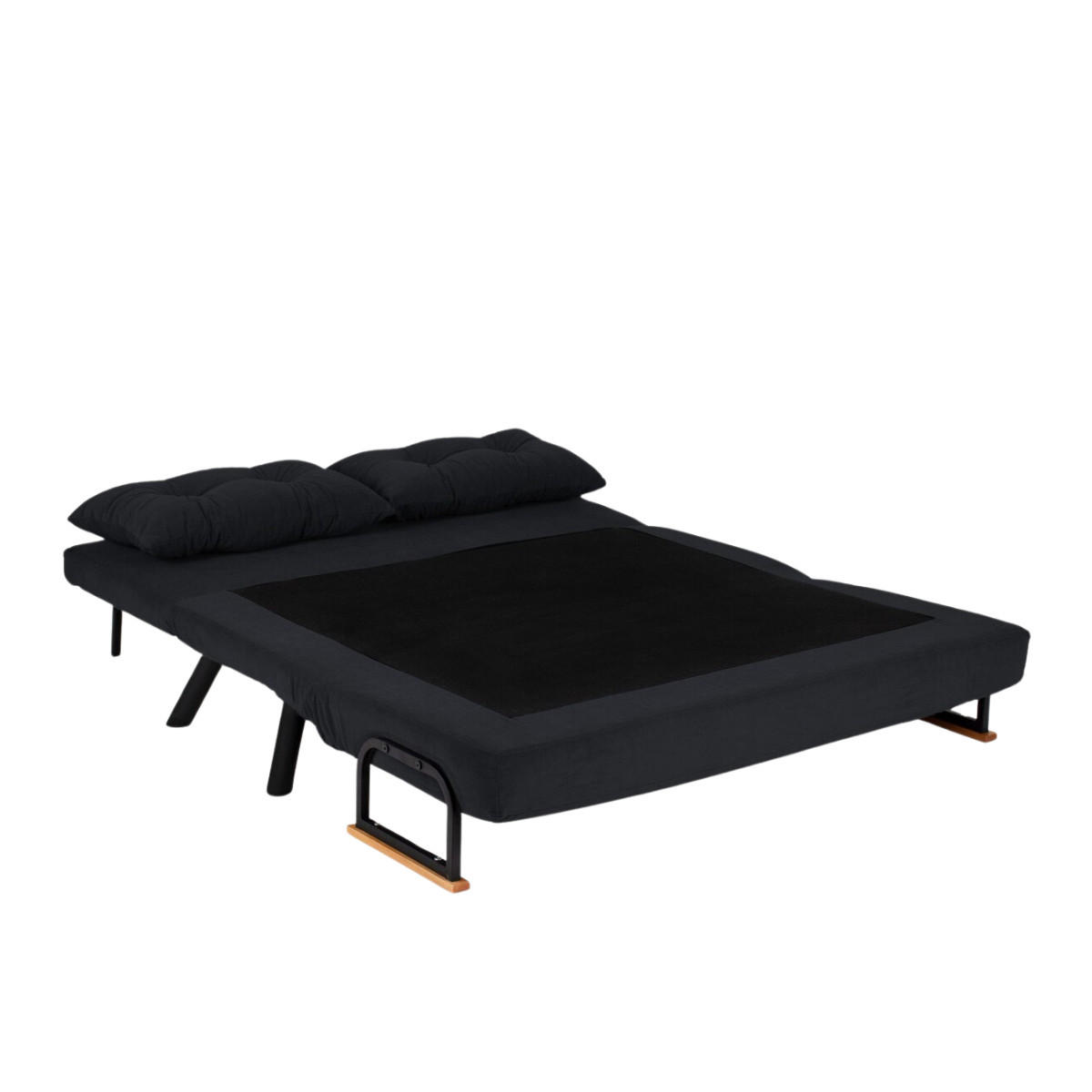 SCHLAFSOFA für 2 Personen mit Stoffbezug und Metallfüßen 133/50/41 cm - Schwarz, Metall (50/41/133cm) - Calicosy