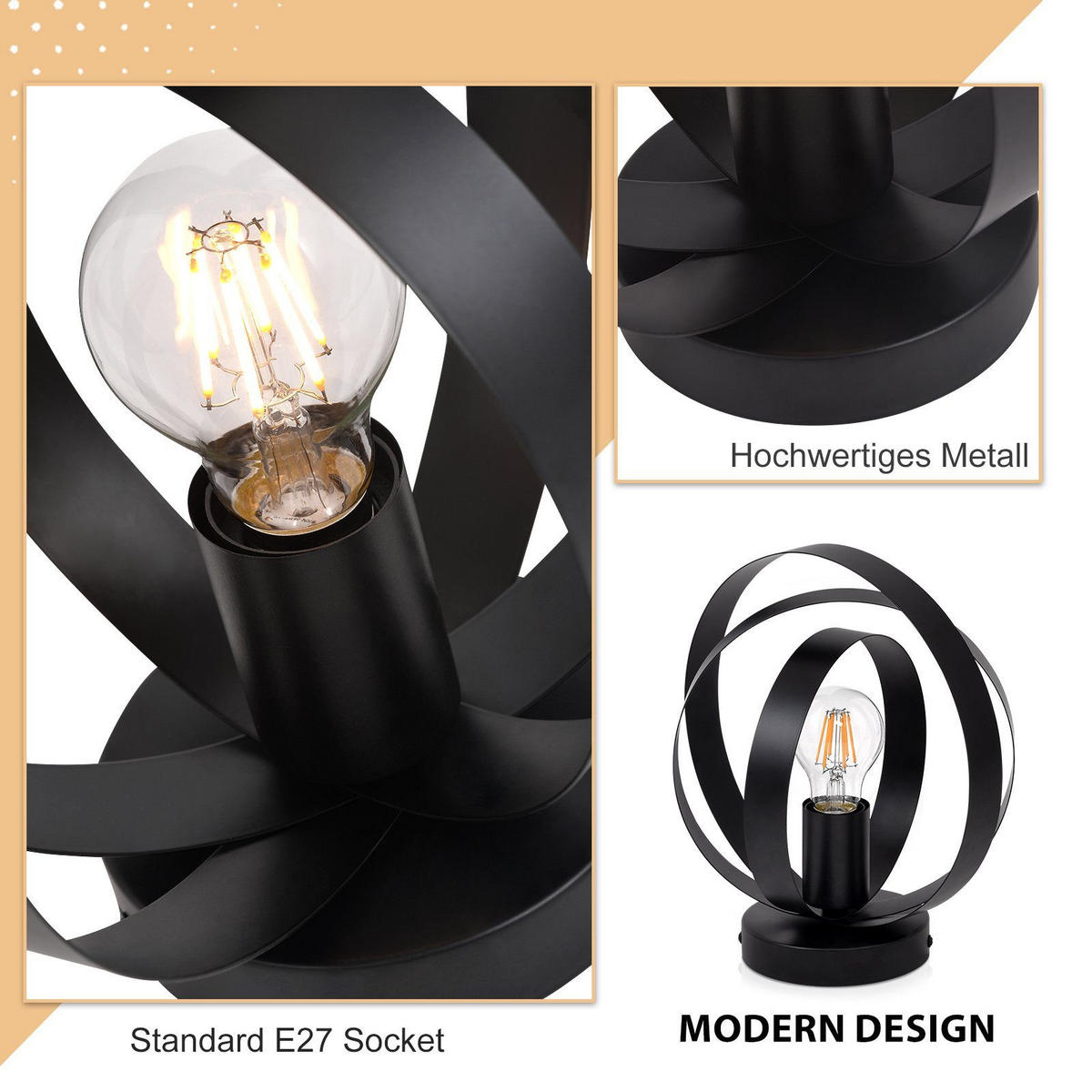 DECKENLEUCHTE Ansel 24/12/27 cm - Schwarz, Metall (24/12/27cm) - Nettlife