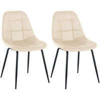 STUHL 2er Set Lederlook creme - Creme/Schwarz, Textil/Metall (46/82/52cm) - CLP