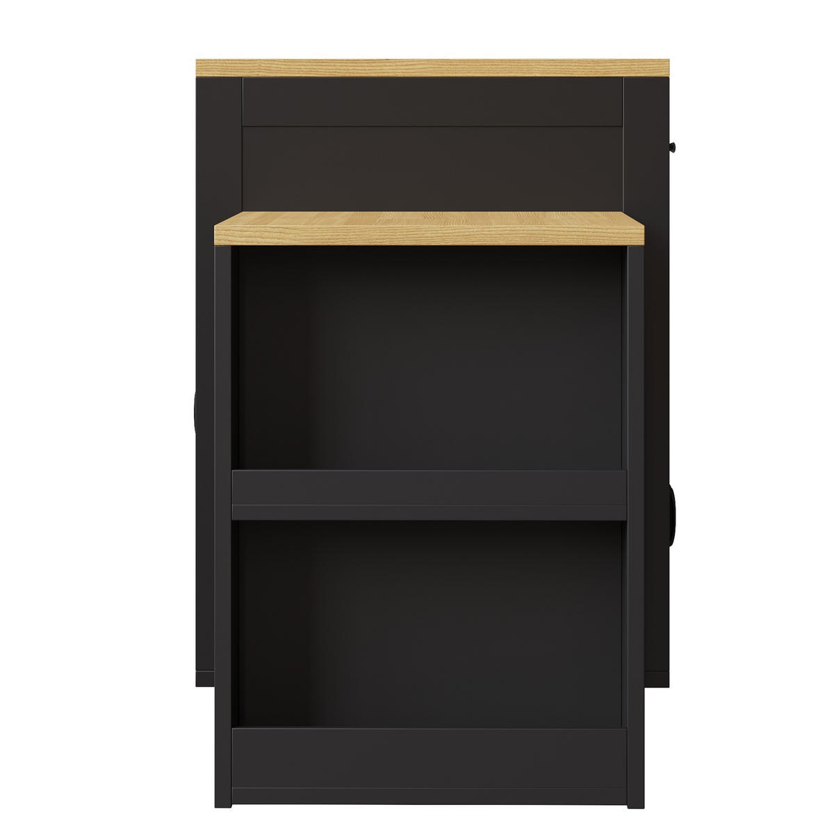 KÜCHENINSEL aus MDF 80x70x95,5 cm Schwarz mit Ausziehtisch, Weinregal und großem Stauraum - Schwarz, Holzwerkstoff (80/95.5/70cm) - Modfu