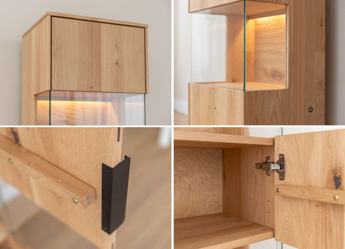 WOHNWAND Tirano 3er-Set Eiche Natur - Eichefarben/Schwarz, Holz/Metall (326/147/39cm) - Feldmann-Wohnen