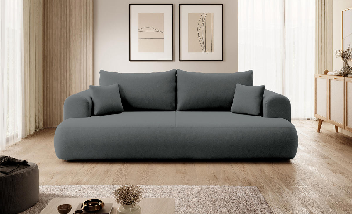 SCHLAFSOFA Ovo Dunkelgrau Velours - Dunkelgrau, Textil (250/103/110cm) - Selsey