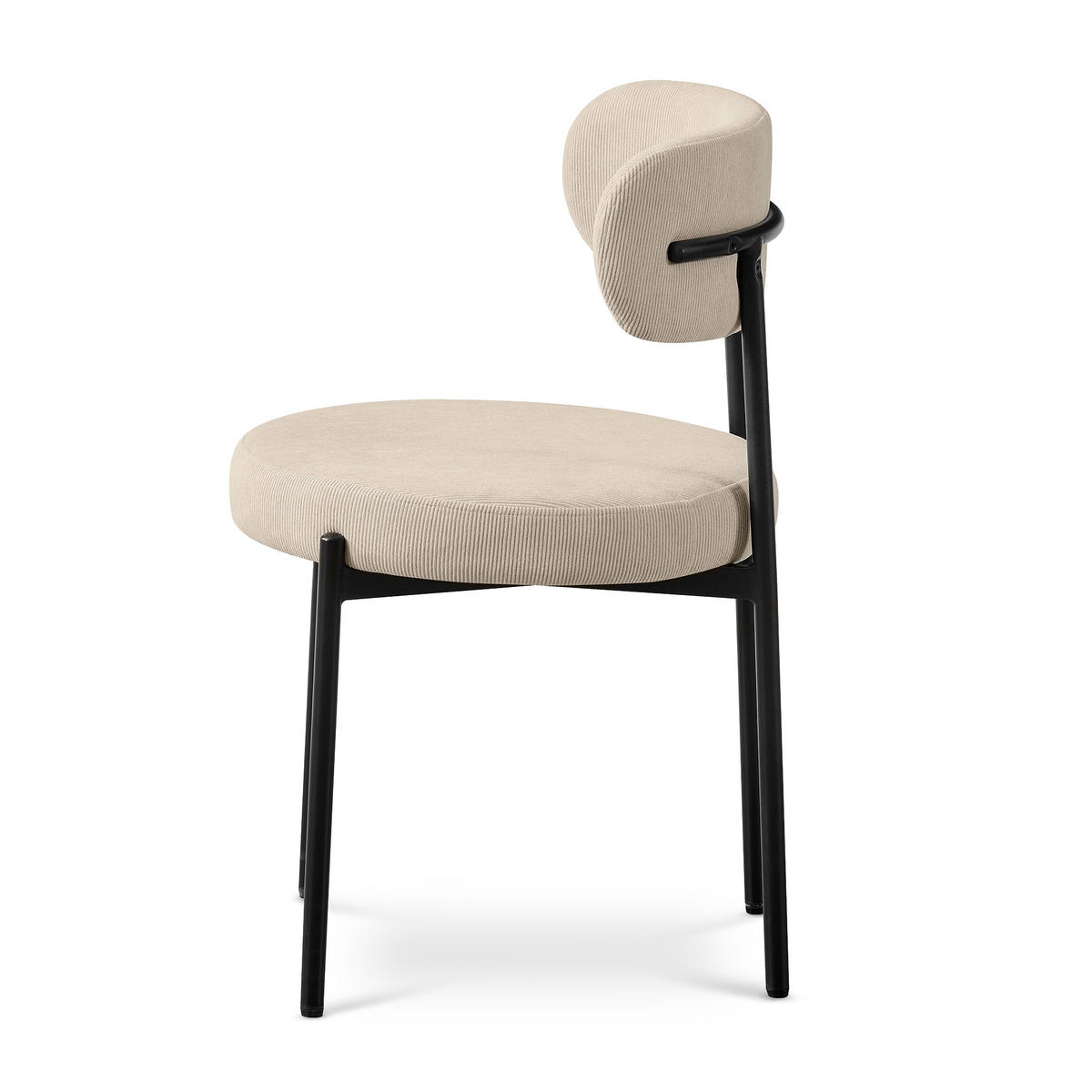 STÜHLE 2er-Set gepolstert aus beigem Cord-Samt mit schwarzem Metallgestell IRIS - Beige/Schwarz, Textil/Metall (53.5/80/49.5cm) - Sicaan