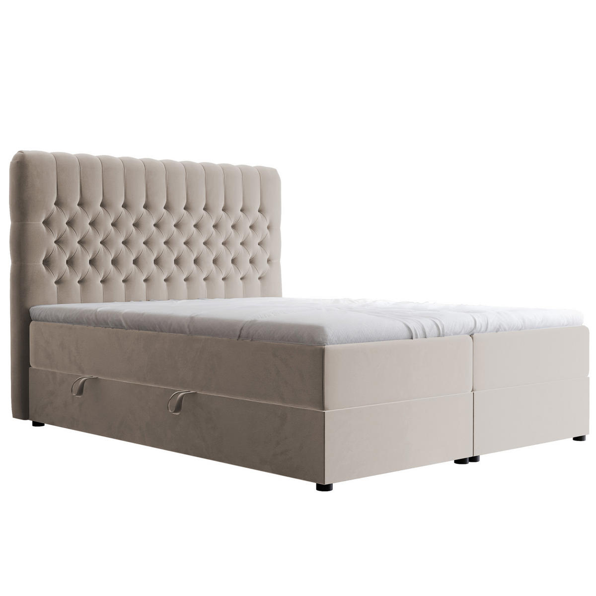 BOXBETT 120x200 cm mit Topper - Beige, Holzwerkstoff/Textil (120/200cm) - Idohome