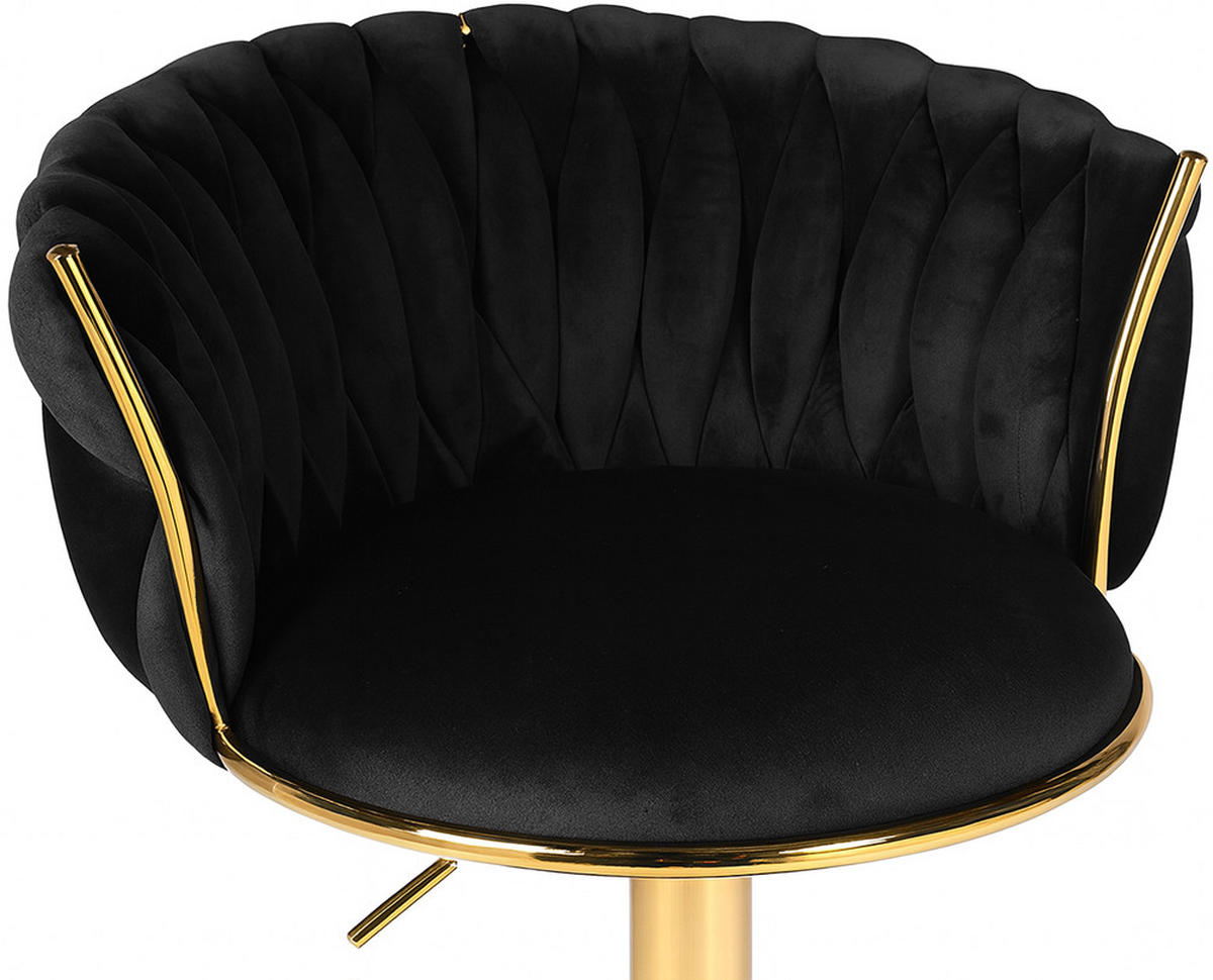 BARHOCKER 2-er Set MIG schwarzer Sitz, Goldbasis - Schwarz, Textil (51/105/50cm) - Valora