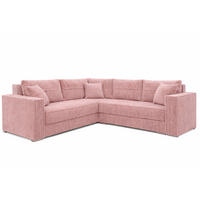 ECKSOFA PARIS – L-Form mit Schlaffunktion & Bettkasten Flauschiger Cord Stoff POSO Rosa - Rosa, Kunststoff (239/222cm) - Wohnideebilder
