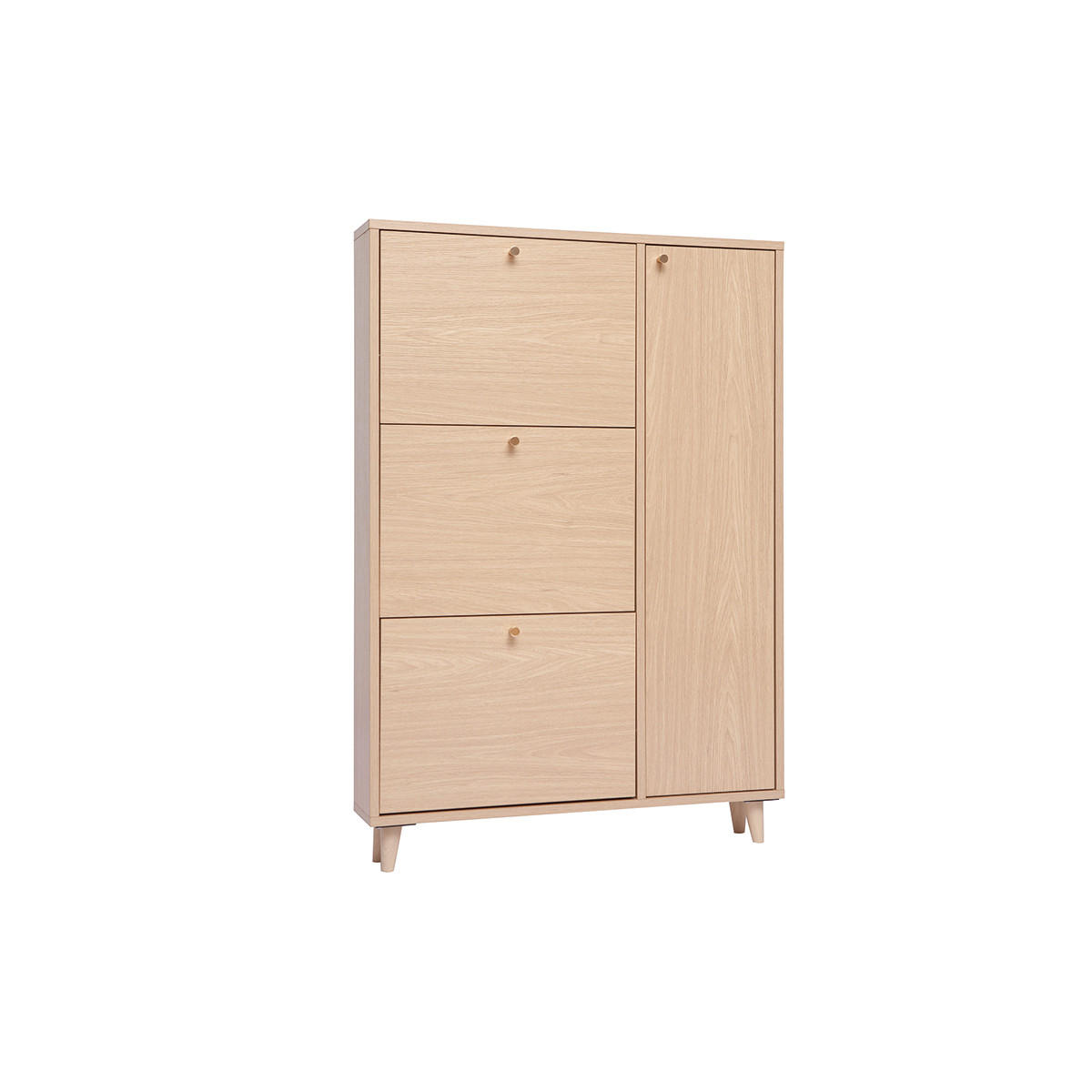 SCHUHSCHRANK Helles Holzdekor Eiche Goldenes Metall B90 cm SILVESTRE - Eiche Bianco, Holz (17/129.1/90cm) - Miliboo