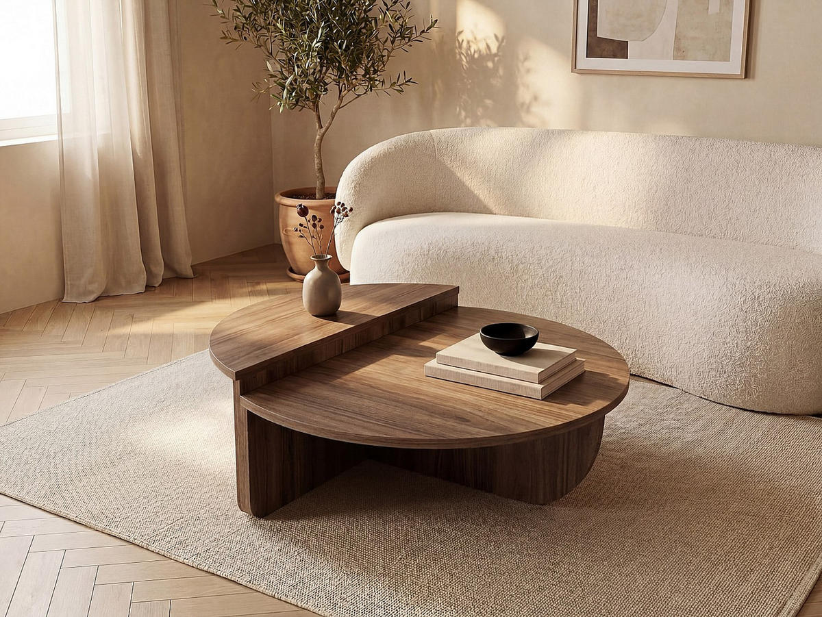 COUCHTISCH - 90 cm x 60 cm - holz - naturfarben dunkel Aloeva - Naturfarben, Holz (60/90/30cm) - Vente-Unique