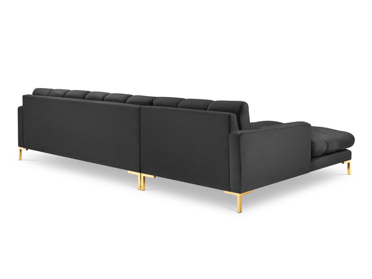 ECKSOFA links Mamaia aus Samt dunkelgrau 5 Sitzplätze - Dunkelgrau, Textil (185/293cm) - Micadoni