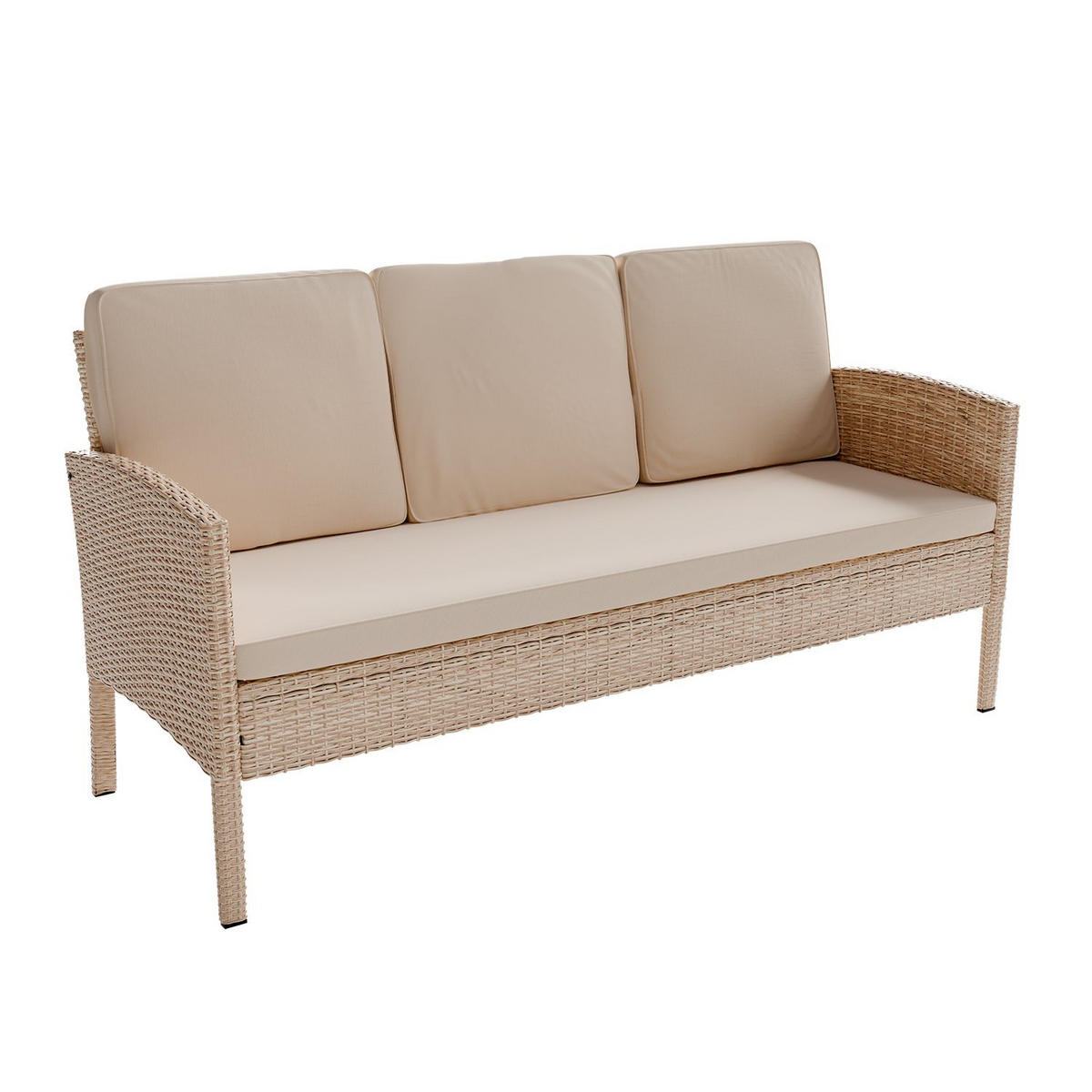 SITZGRUPPE Turin creme Polyrattan - Creme, Kunststoff/Metall - Juskys
