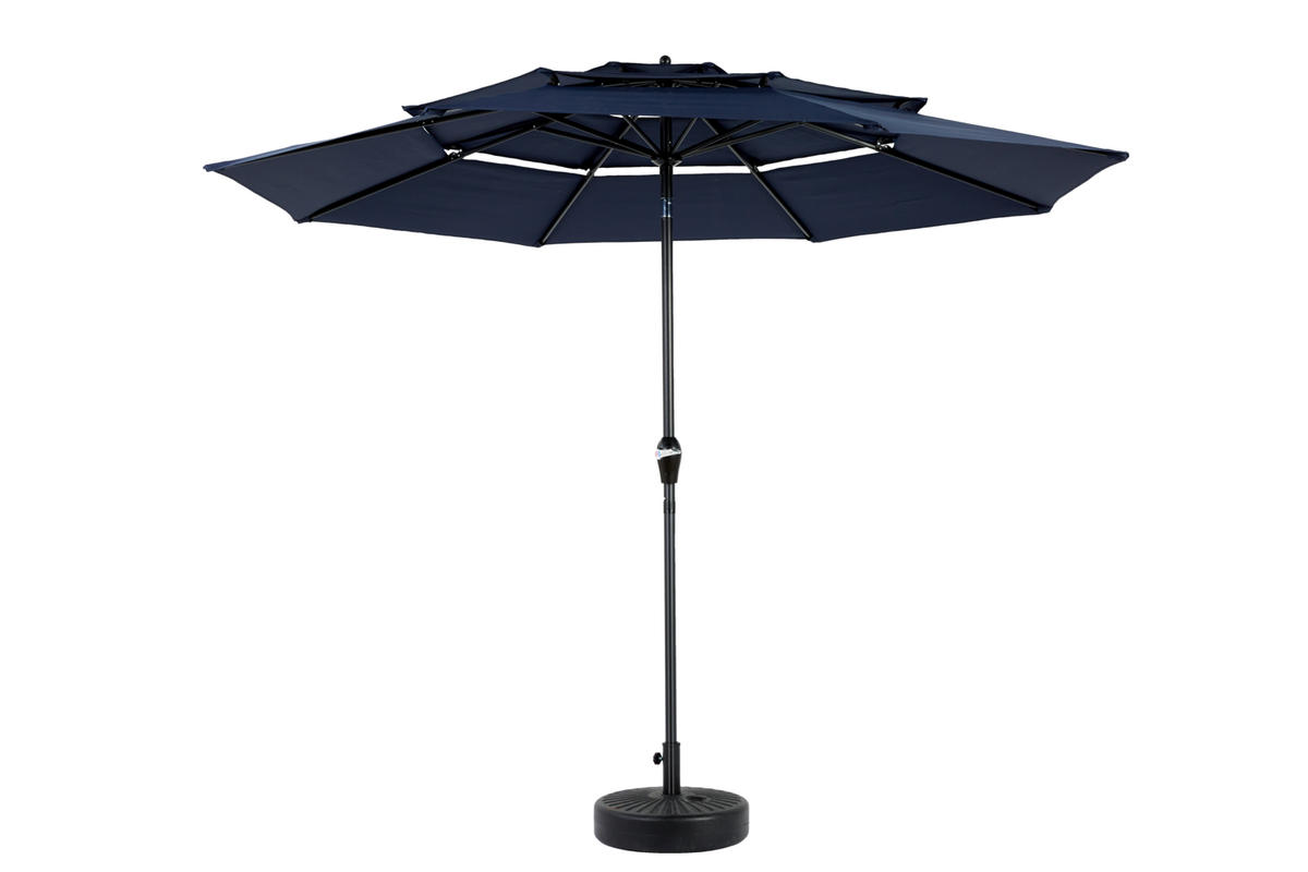 SONNENSCHIRM aus Stahl 294x294x250 cm in Navy Blue mit Kurbel & Neigefunktion - Blau, Metall (294/294cm) - Modfu
