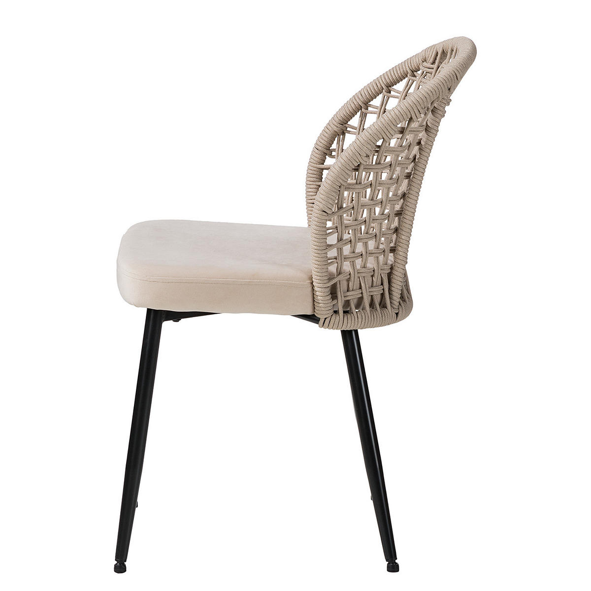 ESSZIMMERSTUHL 2er-Set - Samt / Stahl - Beige / Schwarz - Beige/Schwarz, Textil/Metall (47/84/58cm) - home24