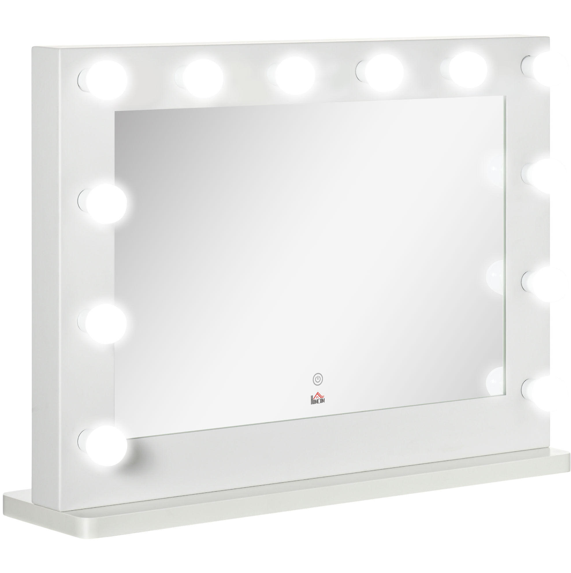 WANDSPIEGEL 80/20/60 cm Weiß aus Eisen mit 12 LED und Memoryfunktion - Weiß, Metall (60/20/80cm) - OKWISH