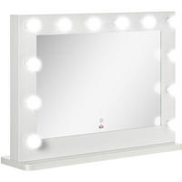 WANDSPIEGEL 80/20/60 cm Weiß aus Eisen mit 12 LED und Memoryfunktion - Weiß, Metall (60/20/80cm) - OKWISH