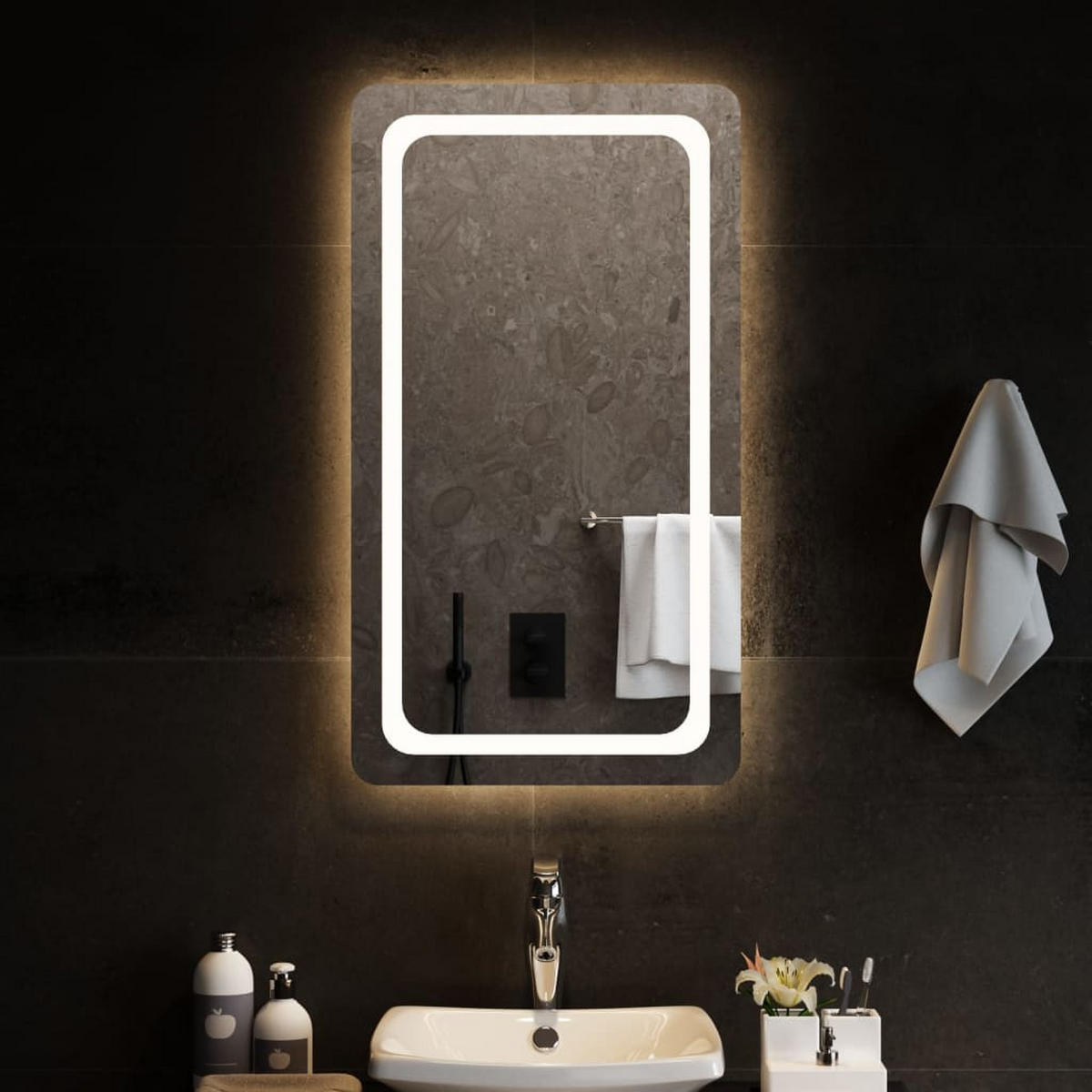 LED-BADSPIEGEL 50x90 cm - Transparent, Glas (50/90/90cm) - furnicato