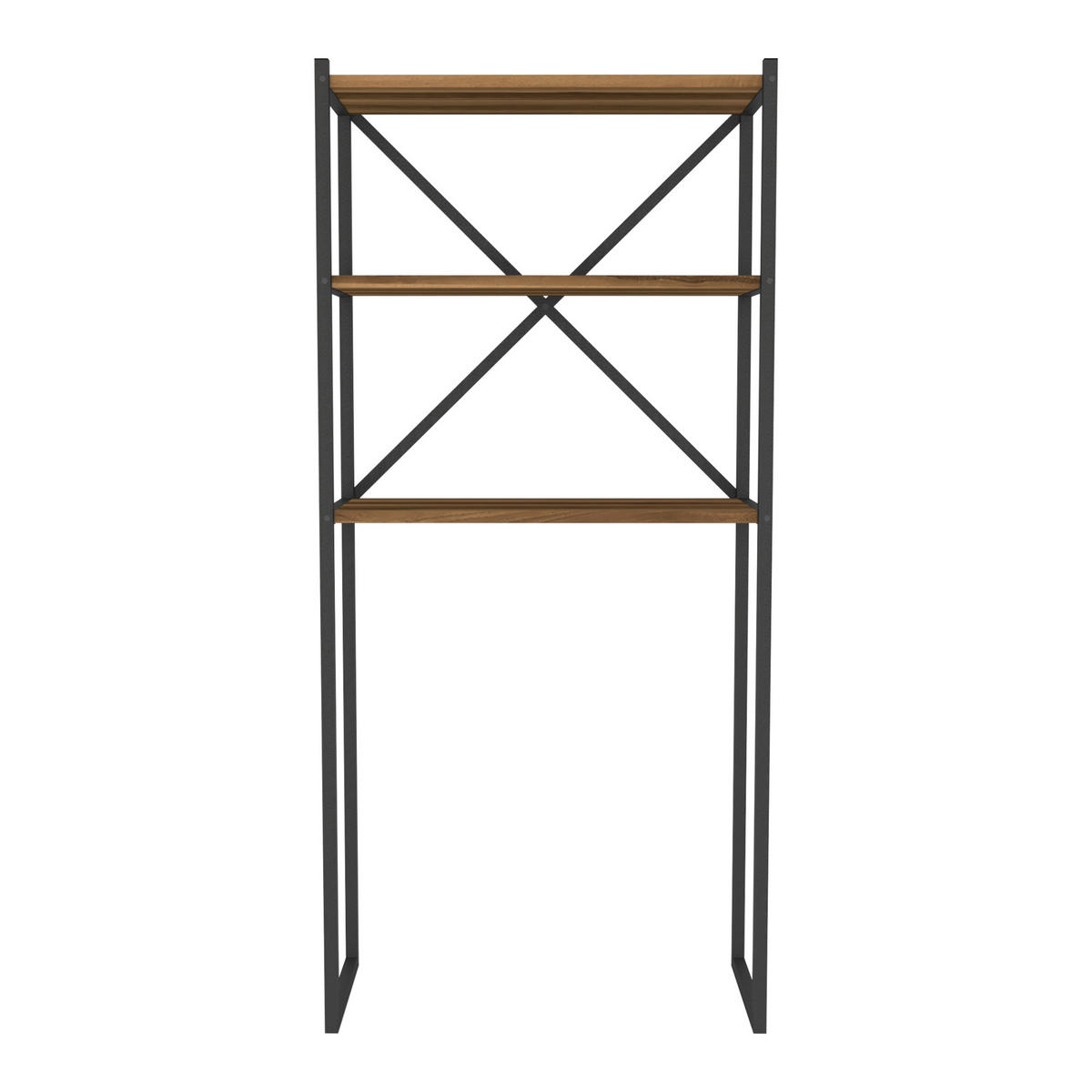 BADEZIMMERREGAL Askersund - Walnussfarben, Holzwerkstoff/Metall (66/160/34cm) - [en.casa]