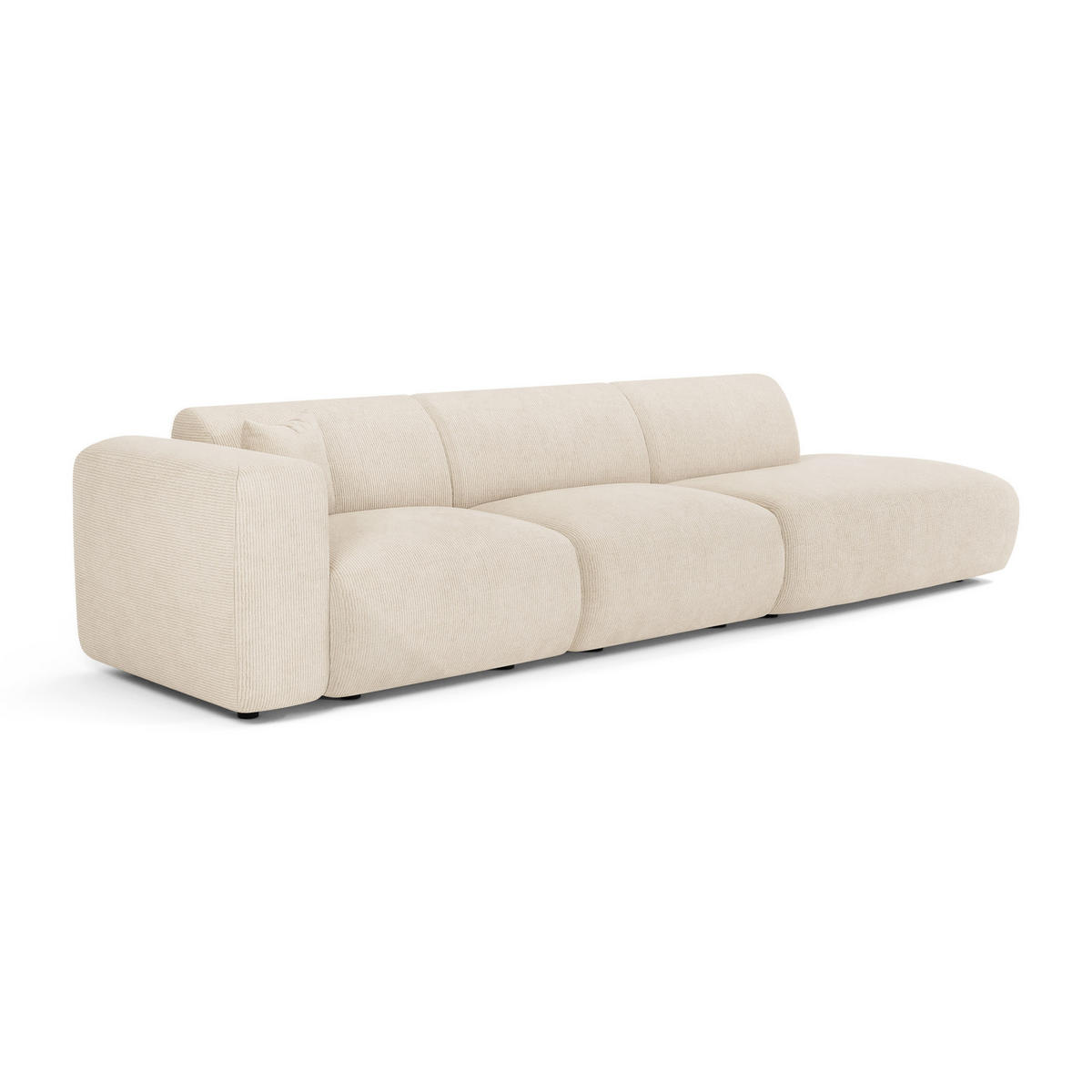 SOFA 5-Sitzer Gerippter Samt Creme 310cm - Creme, Textil (310/73/96cm) - Sia Home