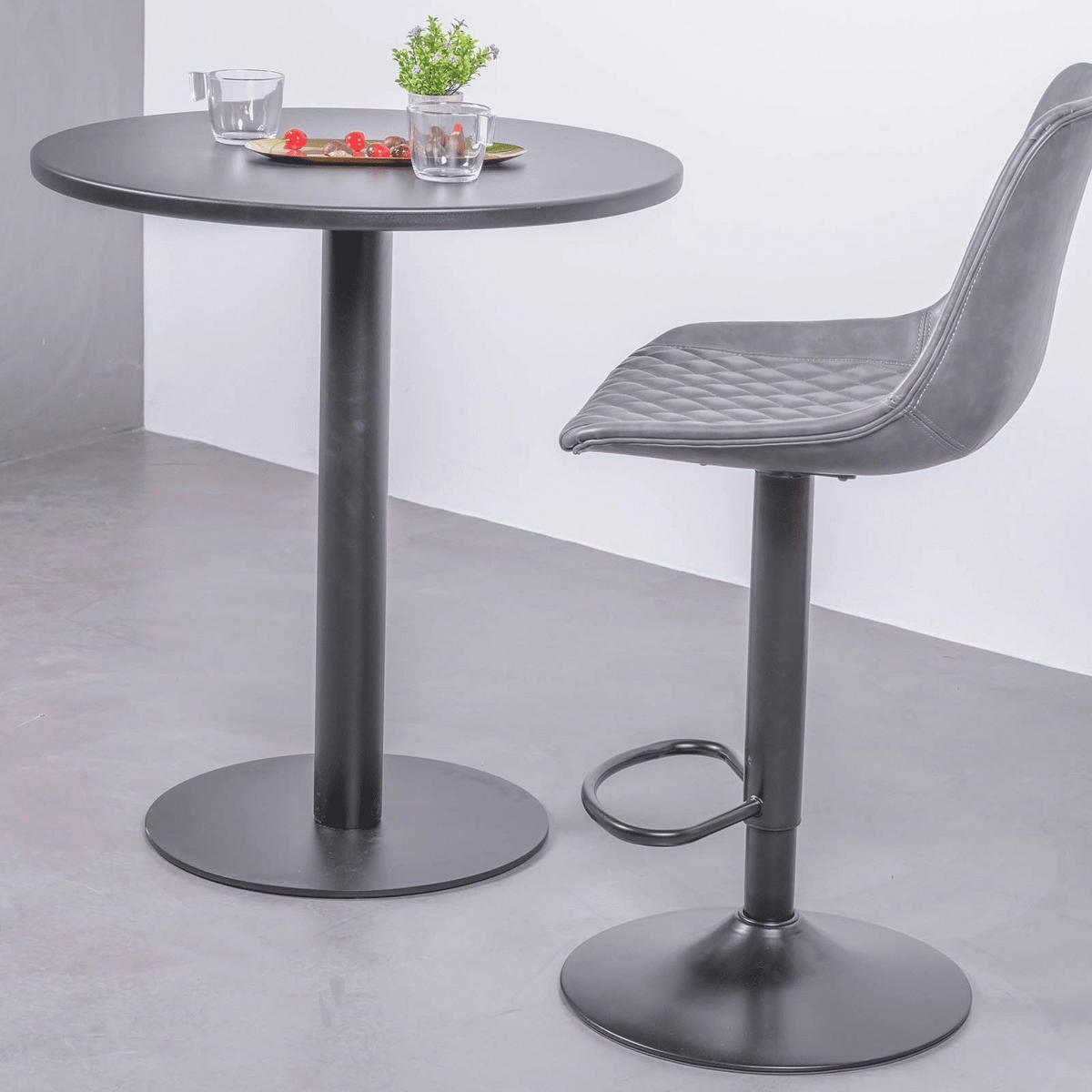 STEHTISCH Rund Schwarz 70/70/77 cm - Schwarz, Metall (70/70/77cm) - Nest Dream