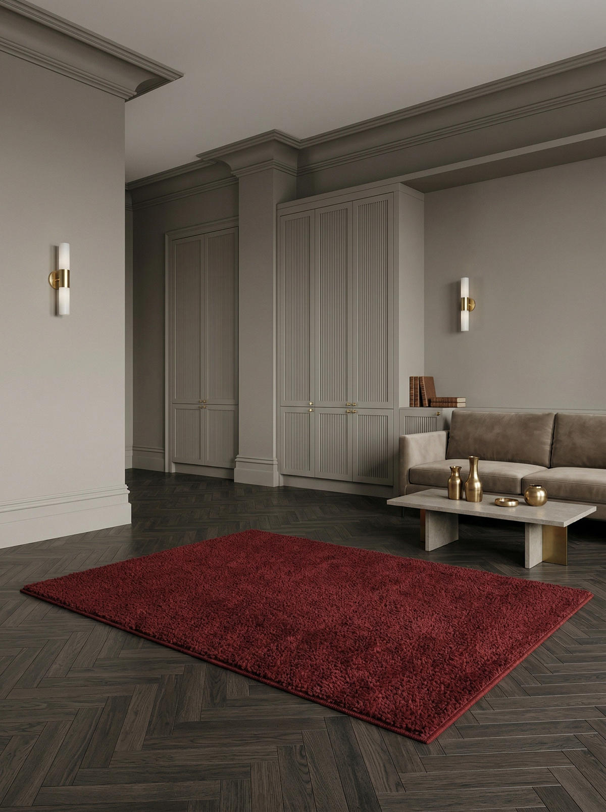 TEPPICH Kurzflor Uni Polypropylen Wohnzimmer Rot Rechteckig 240x340 - Rot, Textil (240/340cm) - KADIMA DESIGN