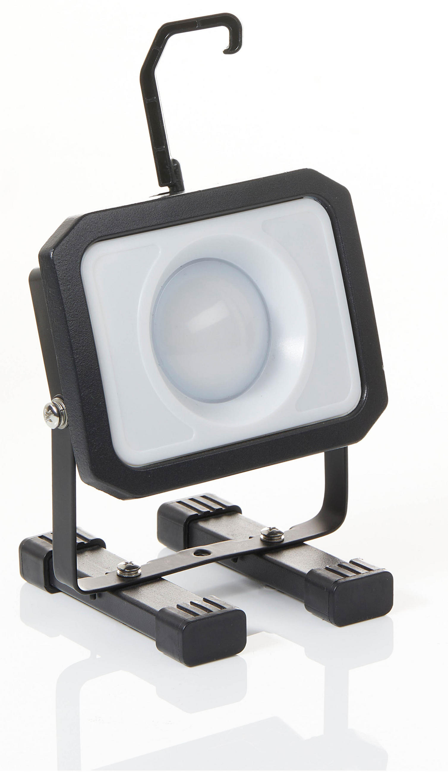 AKKU-LED-BAUSTRAHLER - 1300 Lumen, spritzwassergeschützt mit Haken für Innen und Außen, 2-fach dimmbar, 6600mAh Akku - Schwarz, Kunststoff (12/10.5/14cm) - Northpoint