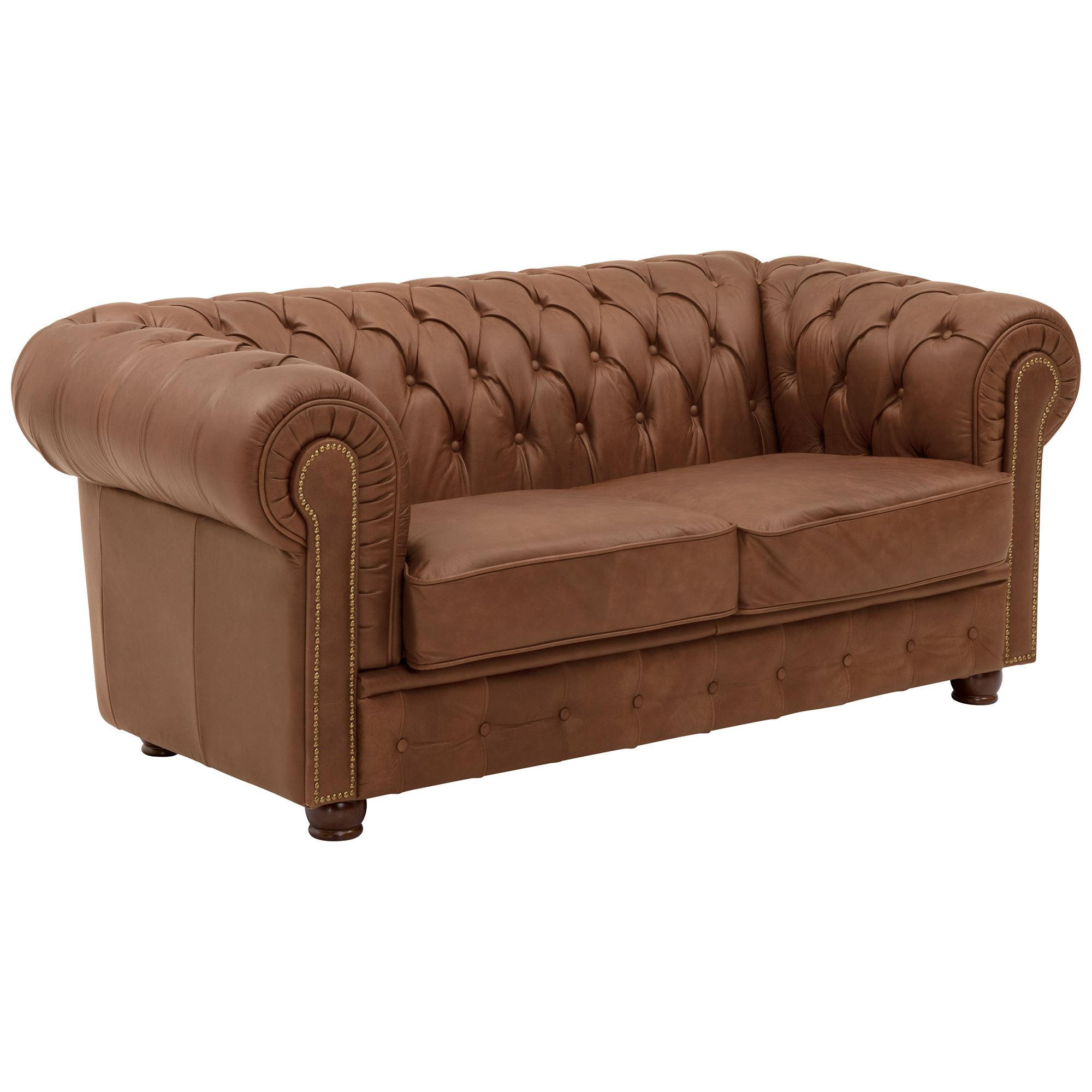 SOFA 2-Sitzer Kath Echtleder (Antikoptik) cognac - Cognac, Leder (174/74/98cm) - 58aufmkessel