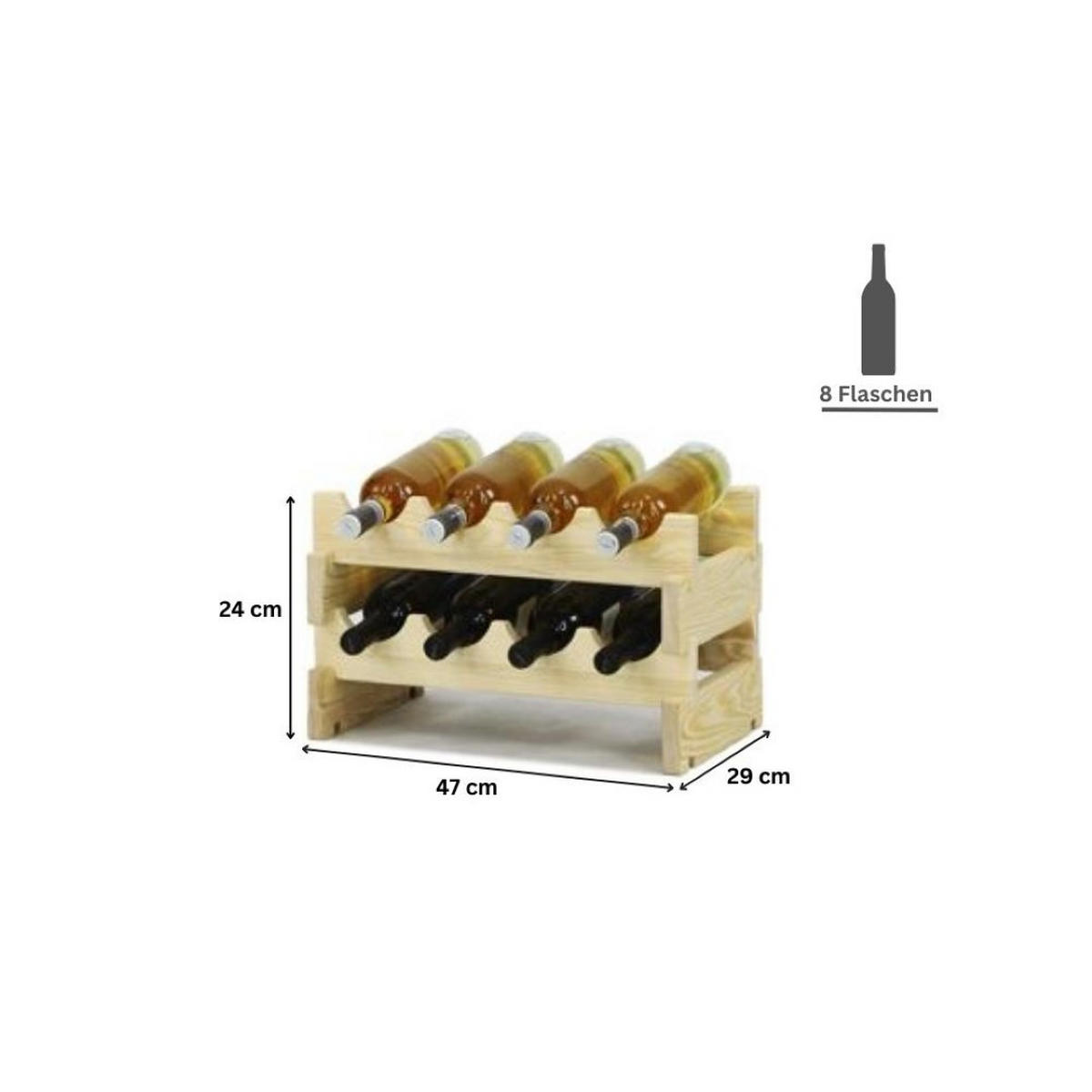 WEINREGAL Vinoteca Flex 24x47x29 cm 8 Flaschen Massives Kiefernholz Braun Geölt - Braun, Holz (47/24/29cm) - PROREGAL