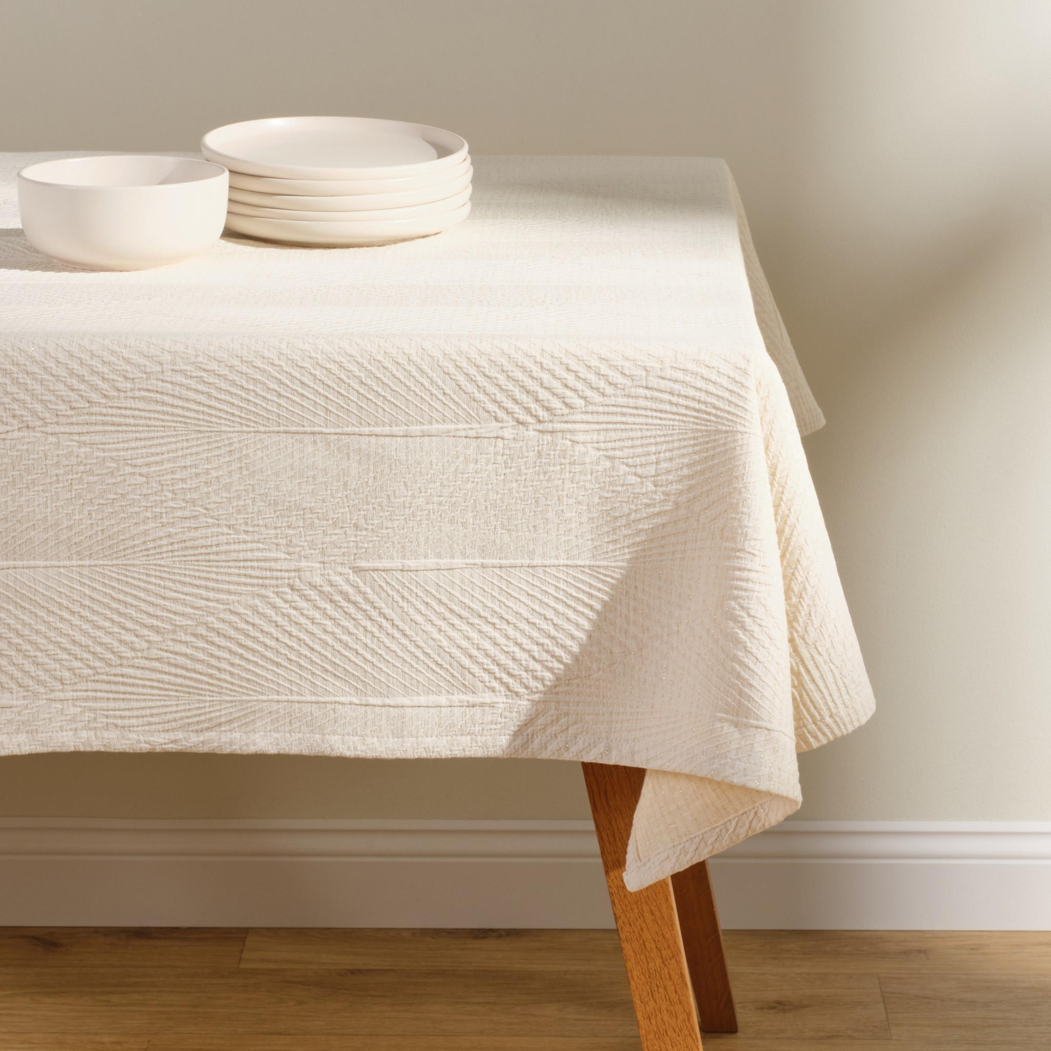 TISCHDECKE Mileja - Ecru, Textil (180/130/1cm) - home&you