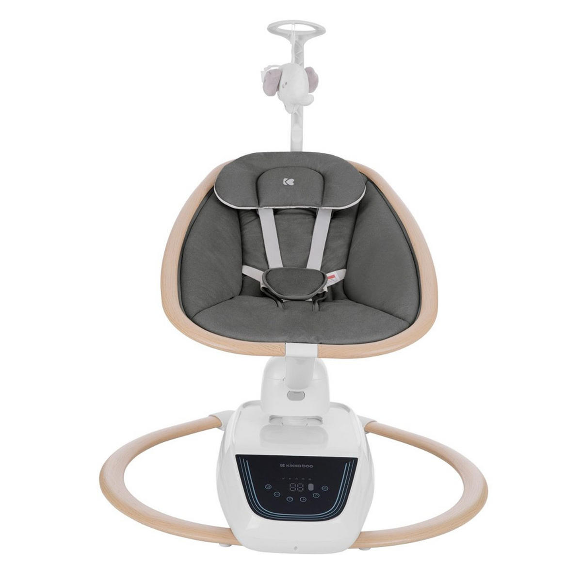 BABYWIPPE BeMoove grau Touchscreen, Fernbedienung, Moskitonetz, 5-Punkt-Gurt, 13 Melodien - Grau, Metall - Kikka boo