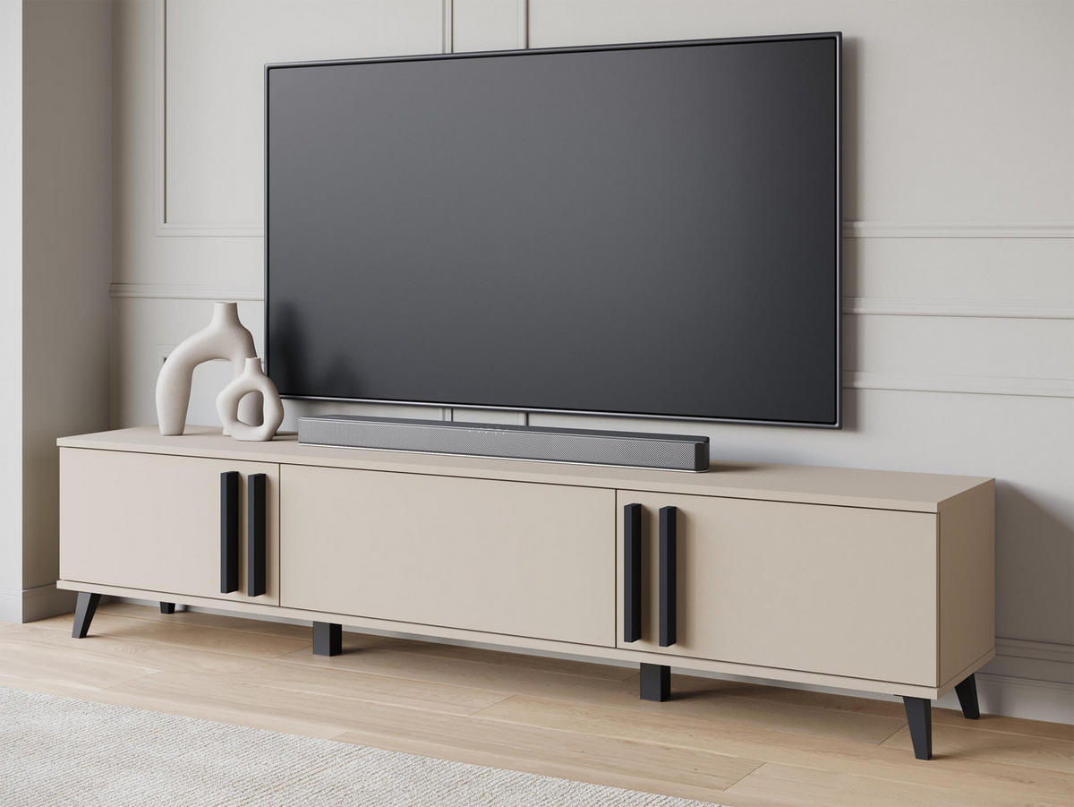 TV-LOWBOARD Helsinki 183 - Beige/Schwarz, Holzwerkstoff/Kunststoff (180/70/33cm) - MIRJAN24